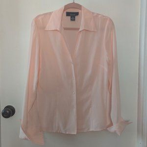 Jones Wear Silk Blush Pink Button up Blouse